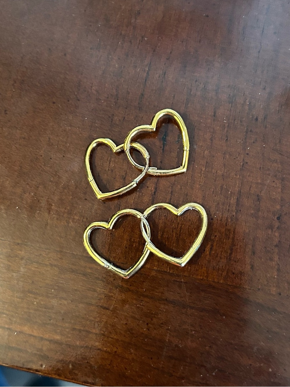 Pandora Gold Heart Hoop Earrings - Double Heart Dangle -  2 sets